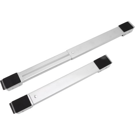 Lot de 2 supports à roulettes mobiles pour meubles, base surélevée, roulettes de déplacement pour réfrigérateur et lave-linge, couleur argent (1/5)