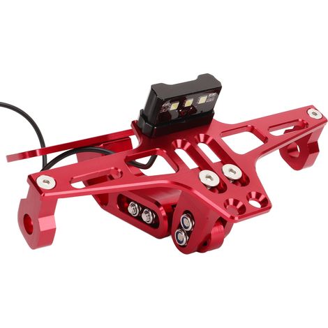 Support de plaque d'immatriculation réglable pour moto avec feu arrière rouge (1/5)