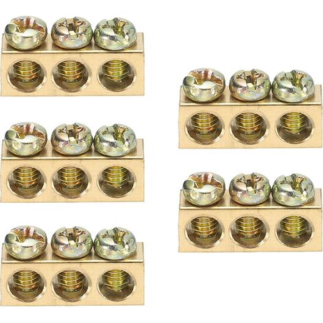 5 Pcs Borne De Mise À La Terre, 3 Positions Borne De Mise À La Terre En Laiton À Vis, Bloc De Barrière En Laiton M4 20x5.5x7.5mm Pour Appareils Électriques (1/5)