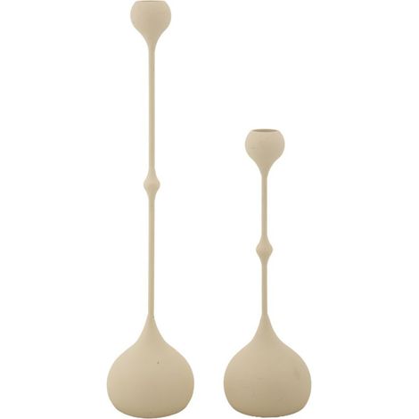 Set 2 portacandele Slimmy crema in ferro dalle forme slanciate