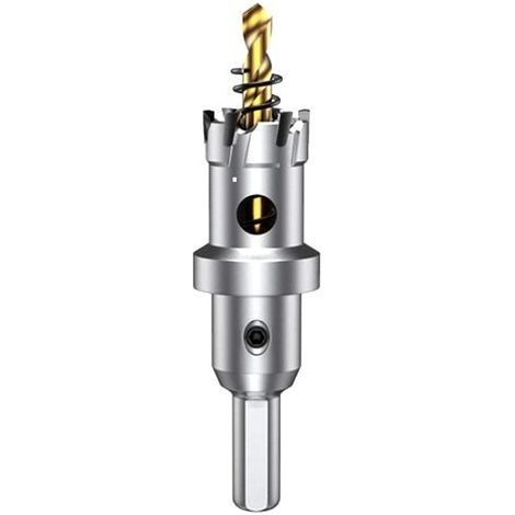 22mm Scie à Cloche en carbure de tungstène, TCT Foret de scie trépan avec 1 forets pilote plaqués titane pour acier inoxydable, feuille, métal… (1/5)