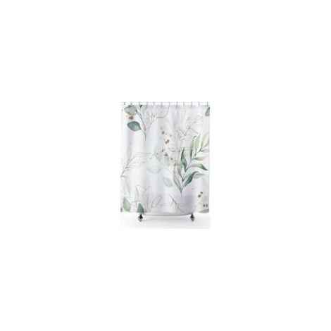 Tenda da doccia con motivo a foglie di eucalipto, 120 x 180 cm – impermeabile, antimuffa, lavabile, con 8 ganci - Crezuo (1/4)