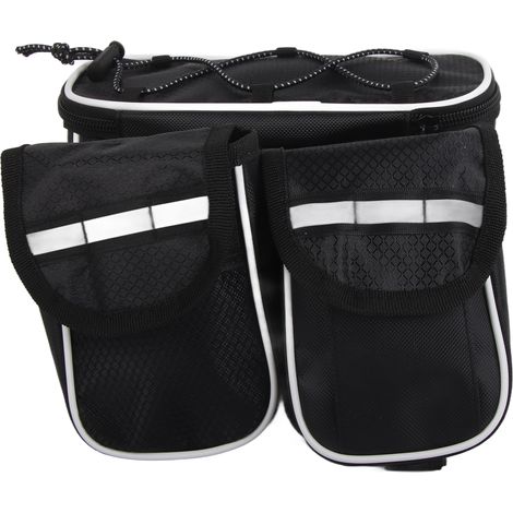Sacoche de cadre vélo étanche, pochette de rangement pour tube supérieur avant (noir) (1/5)