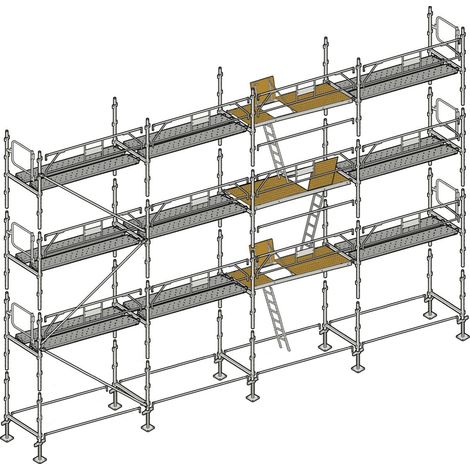 Altrad – Échafaudage façadier 104 m² – Longueur de travail 13 m – Hauteur de travail 8 m – Charge maximale 300 kg/m² – Largeur 0,80 m