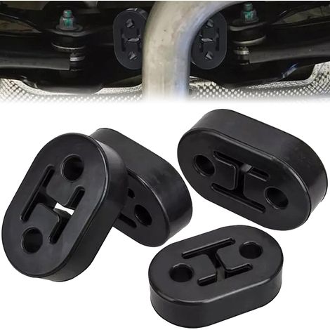 4 Pièces Support D'Échappement en Caoutchouc Noir, Silent Bloc Echappement, Cintre D'Échappement, Support D'Échappement Voiture Universel, 2 Trous 12mm, Convient à La Plupart Des Voitures (1/5)
