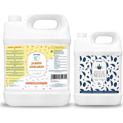 PLANTAWA Sapone Molle di Potassio 5L + Olio di Neem 2L  Formula Pura ed Altamente Concentrata  Soluzione Naturale per Cura Domestica  Versatile e multiuso per Interno ed Esterno (1/5)