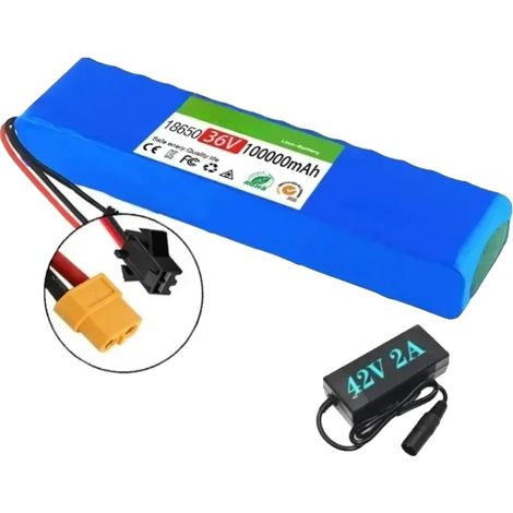 Batterie Électrique, 36V, Capacité 100Ah, XT60-SM-Chargeur (1/2)