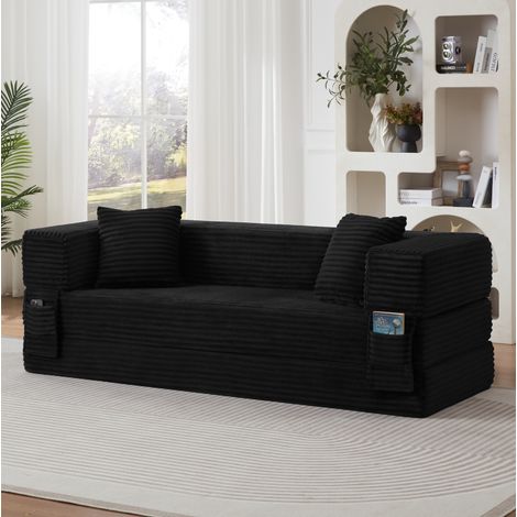 Divano trasformabile in letto 36x36x92 cm, design quadrato classico, schiuma ad alta densità, nero (1/5)