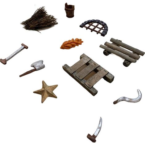 Set 11 pezzi accessori da lavoro per case e grotte del tuo presepe (1/2)