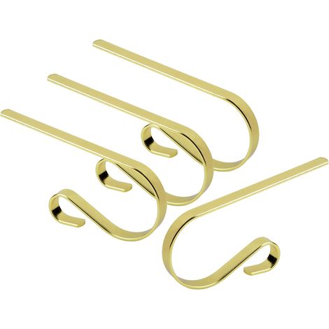 Lot de 4 supports pour chaussettes de Noël, crochets dorés, pinces pour manteau, adaptés aux décorations de fête de Noël (1/5)