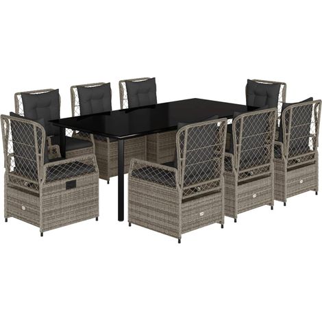 Maison Exclusive - Set comedor jardín 9 pzas y cojines ratán sint (1/5)
