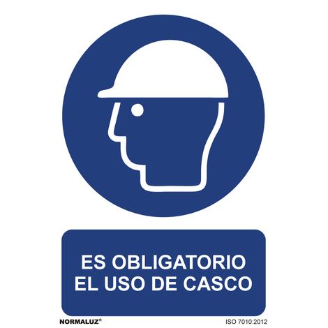 Cartello di uso obbligatorio "L'uso del casco è obbligatorio" (pvc 0,7mm) 30x40cm