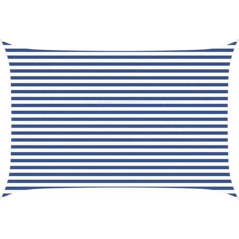 Voile d'ombrage bleue et blanche, 4,5 x 3 mètres, 100% polyester Oxford. (1/5)