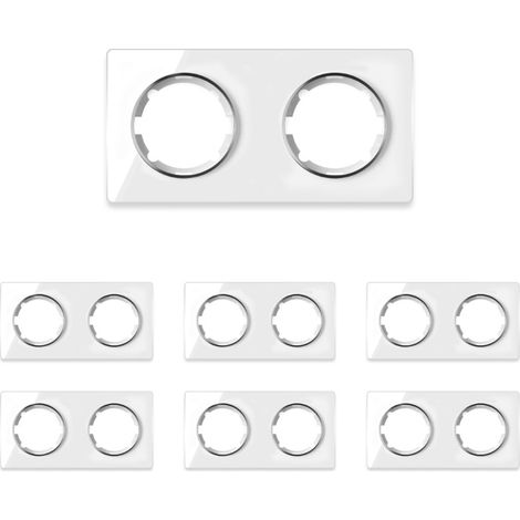 Plaque de finition Garda, en verre, horizontal, 2 postes (lot de 7) - blanc