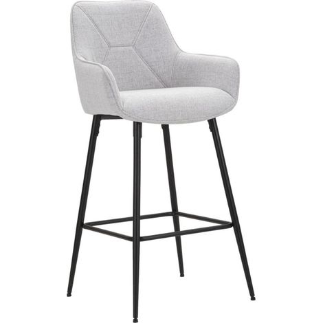 Sgabello da bar grigio con braccioli in tessuto e metallo – set 2 pz (1/5)
