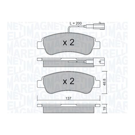 Plaquettes de frein arrière Magneti Marelli MM PF0832 à 2 capteurs (1/3)