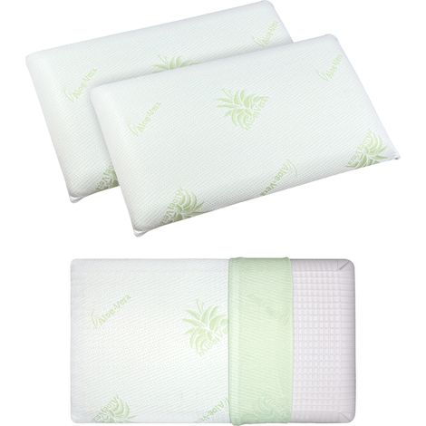 Coppia Guanciali In Vero Memory Foam Cuscino Saponetta Fodera Aloe Vera Guanciale Made In Italy Cuscino Letto Antiacaro