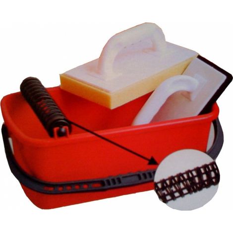 Kit de nettoyage pour joints – Bac de lavage 10L – Taloche éponge 14x28cm – Taloche caoutchouc 14x28cm – Pour chantiers humides – Kronen Hansa