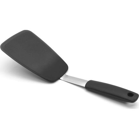 royaluxe - Grande spatule flexible en silicone - Spatule de cuisine antiadhésive et thermorésistante - Silicone, Acier inoxydable, Noir,