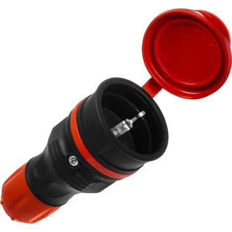Presa portatile e rimovibile 230V Schuko IP44 con sportellino, nera e rossa (1/5)