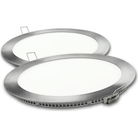 DOWNLIGHT LED MATEL REDONDO PLATA 18W LUZ NEUTRA 2UDS (1/3)