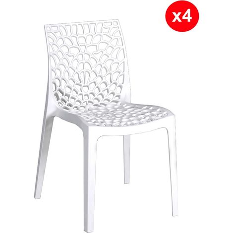 Le Quai Des Affaires – Lot de 4 chaises empilables en polypropylène blanc – Dimensions L50xP54xH81 cm – Design moderne et facile à nettoyer (1/5)