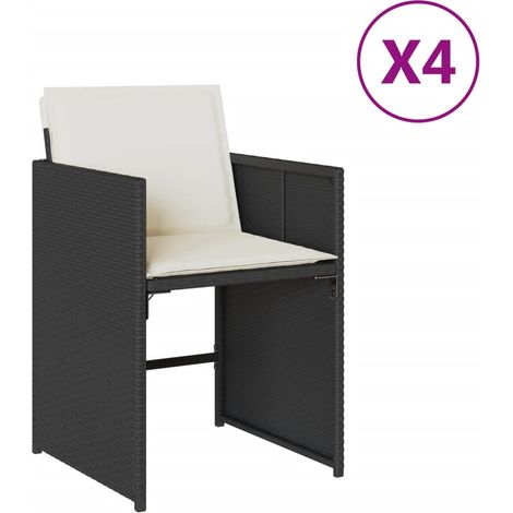 Maison Exclusive - Gartenstühle mit Kissen 4 Stk. Schwarz Poly Ra