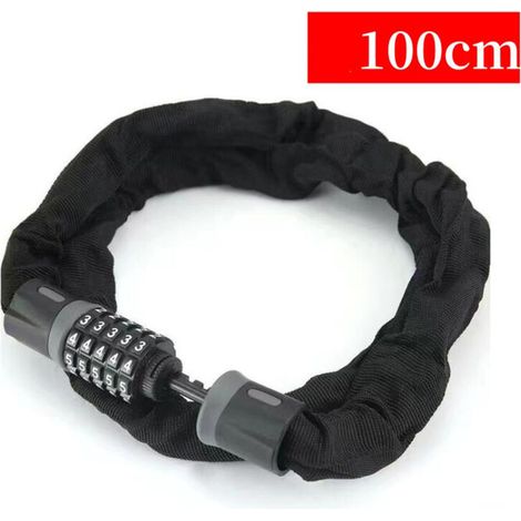 Chaîne Antivol Vélo 1000 mm Code 5 Chiffres Acier Trempé Haute Sécurité pour Vélo Moto Porte Portail (1/3)
