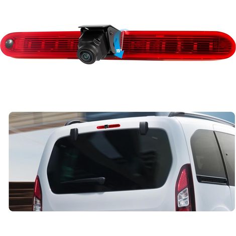 Caméra de Recul pour Partner 2008-2020/Berlingo 2008-2020, 3ème Feu Stop Caméras Arrière, Vision Nocturne, Etanche IP67, Angle Réglable,avec Ligne Inversée (1/5)