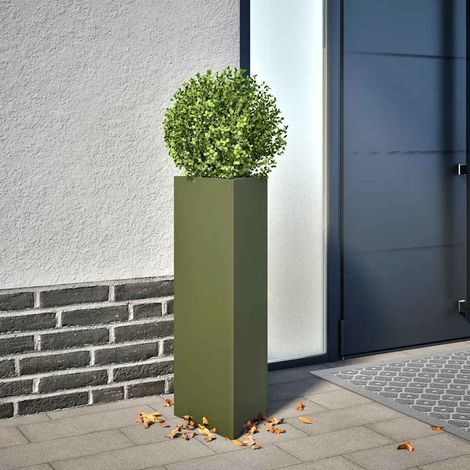 vidaXL Jardineras triangulares 2 uds acero verde oliva 30x26x75 cm (1/5)
