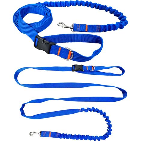 Guinzaglio per cani con ammortizzatore 280cm BLU Regolabile Sportivo (1/5)