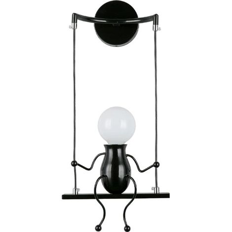 Moderne Lampe Murale Applique Créatif Simplicité Design Petite Personne Créatif E27 Luminaire Noir pour Chambre d'enfant Couloir Décoratives Ecla