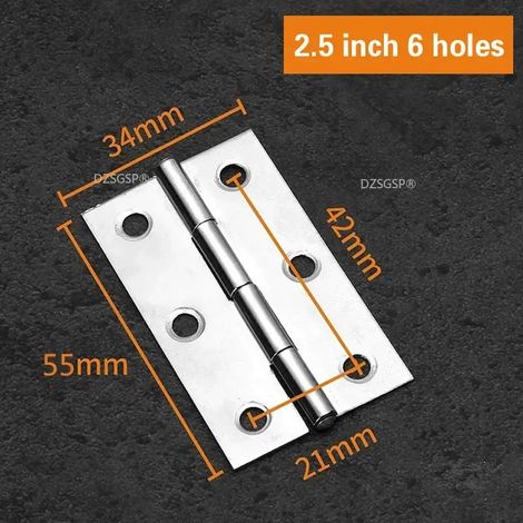 (6,35 cm, 6 trous) Accessoires Charnière plate en acier inoxydable 304, épaisse et de haute qualité, disponible en 2 pièces (1/1,5/2/2,5/3/4 pouces) - Quincaillerie pour meubles (1/5)