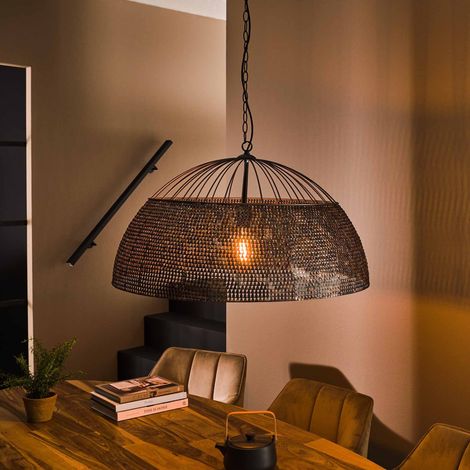 Hängelampe Industriell Armor 3-Licht oval schwarzbraun