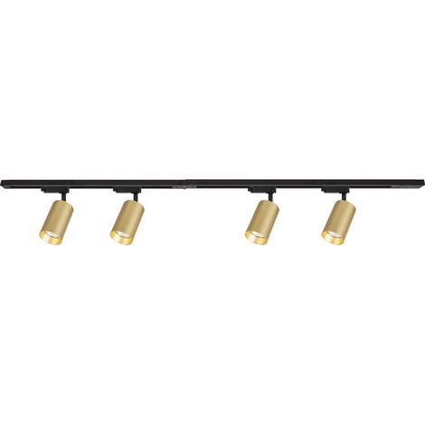 Kit rail électrique 1 phase en saillie doré-noir 1,5 m avec 4 projecteurs GU10 10W Pipe Milagro (1/5)