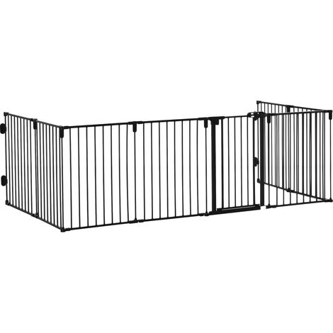 8-teiliges, faltbares Hundesicherheitsgitter, automatische Verriegelung und Schließung, Schwarz