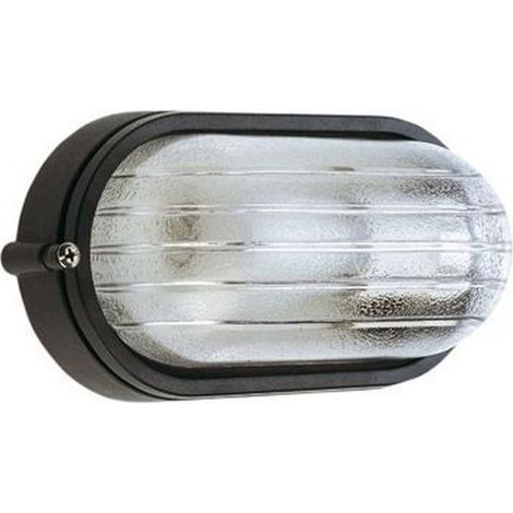 Plafoniera Ovale Muro da Esterno Lampada Parete Gabbia Illuminazione Luce Sovil - Colore: Nero - Formato: Grande - H 28.5