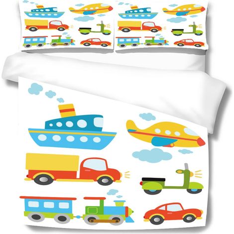 Lot de 3 pièces parure de lit en fibres de polyester, housse de couette 140x200cm et 2 taies d'oreiller 50x75cm, literie confortable pour chambre (1/5)
