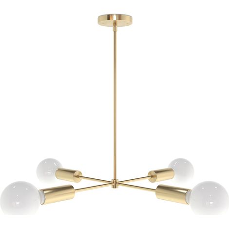 Deckenlampe in Gold - Design-Pendelleuchte - 4 Arme - Retan Gold