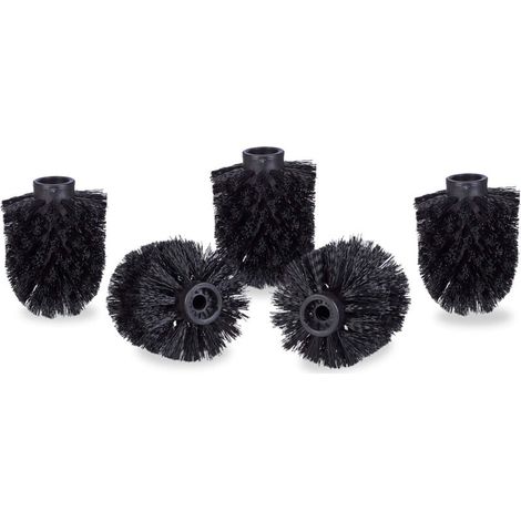 Toilet brush head set of 5, bulk toilet brushes 9.5 mm wire, replacement brush head Ø 7 x 9 cm, black (1/4)