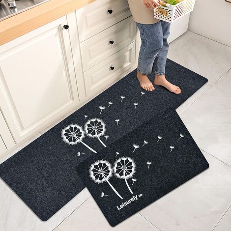 A set of 2 non-slip, absorbent kitchen mats, bathroom sink mats, bedroom mats, living room mats, bathroom mats, and dustproof entrance mats.