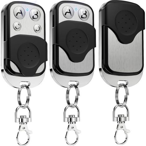 Telecommande Universelle Portail 433.92 MHz, Copie Télécommande Garage sans Fil à 4 Boutons,Telecommande Porte Clés3PCS (1/4)