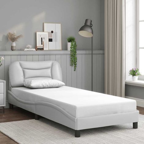 Cadre de lit sans matelas Hvar blanc 90x190 cm similicuir (1/5)