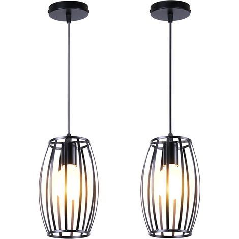 Lámpara de Techo Cristal LED Luz Colgante E27 para Cocina Pasillo Salones Bar (Negro) (1/5)