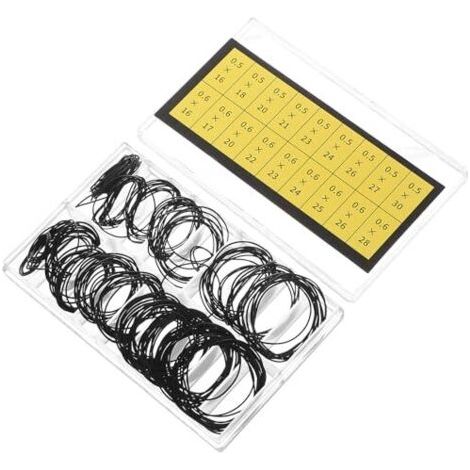 210 Pcs Joint montre, kit d'entretien joint torique, joints toriques en caoutchouc pour montres, flexibles bagues d'étanchéité fond de outils réparation (noir) - (1/5)