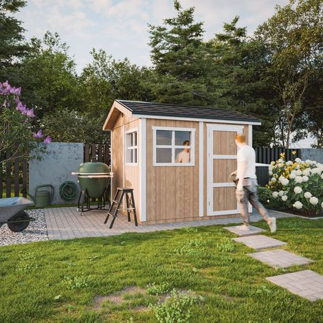 Caseta de jardín de CALIDAD PREMIUM 5.9 m²-L294xW250cm - Construcción con paneles LP Smartside - con Suelo y Tejas Bituminosas - TIMBELA M913 (1/5)