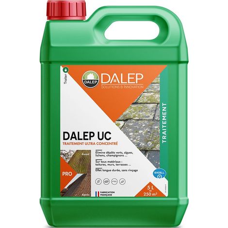 Dalep – Fongicide ultra concentré 5L – Élimine algues, lichens et champignons – Pour toitures, murs et terrasses – Biodégradable 95%