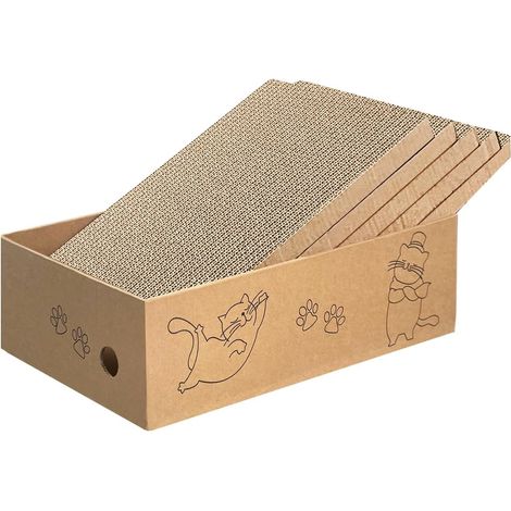 Lot de 5 griffoirs en carton pour chats d'intérieur, idéal pour les chats et chatons. Grand format, facile à griffer. (1/5)