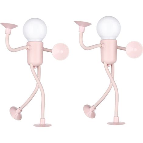 mini lampe de table bricolage veilleuse d'athlète forme variable couloir chambre à coucher décoration Noël 2 pièces rose (1/5)