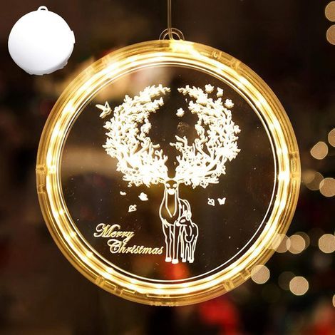 Lumières de Fenêtre de Noël,Lumière de Fenêtre à Ventouse LED,Guirlande LED Décoration Fenêtre de Noël,LED Rideau Suspendu Lumière,pour Décor Blanc Chaud Intérieur Extérieur (1/5)